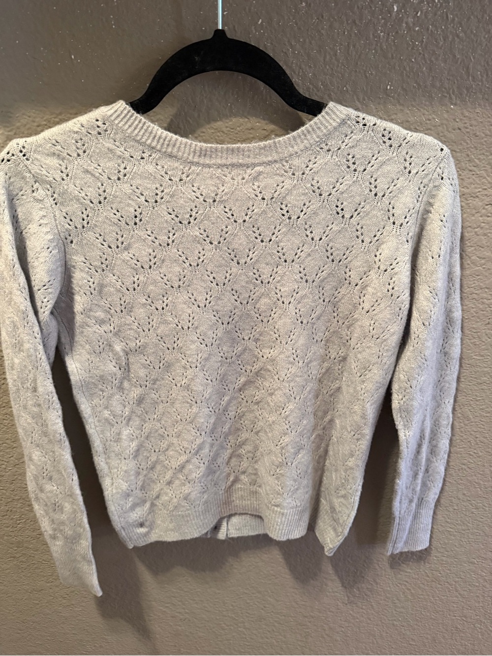 Anthropologie Petite Light Gray Pointelle Cardigan Fitted Cropped Knit Small - Picture 2 of 4